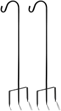 2 Pack Shepherd Hook 31 Inch Black Heavy Duty