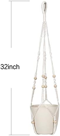 Macrame Plant Hanger Indoor Outdoor with Wood Beads 35 Inch 2pcs