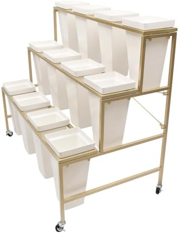 3-Layer Flower Display Stand with 12Pcs Buckets and Wheels