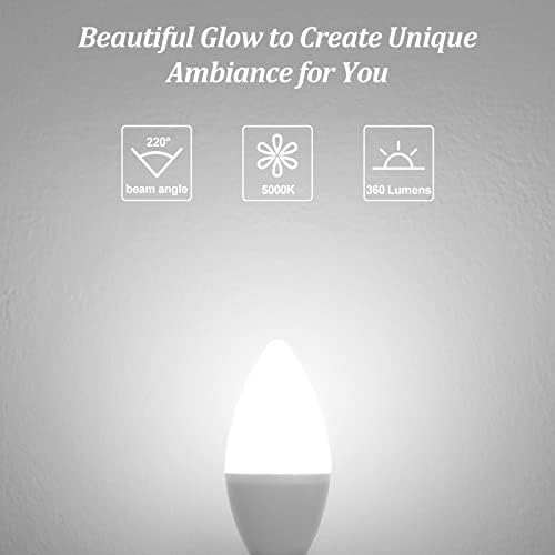 Brightever 40W Equivalent LED Candelabra Bulbs 4W Daylight White Pack of 6