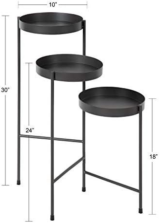 Kate and Laurel Finn Tri-Level Plant Stand Charcoal Gray