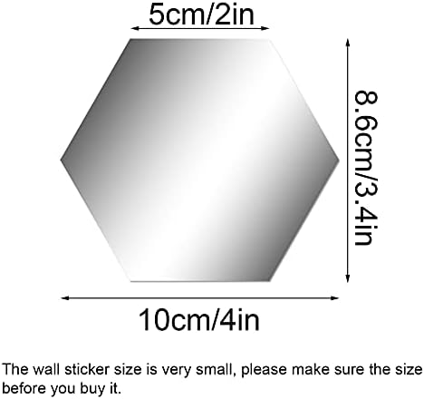 Shappy 32 Pcs Hexagon Mirror Wall Stickers Silver Acrylic Removable