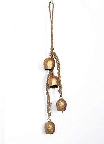 Iron Wrought Bell Chime Handmade Brass Wall Hanging 4 Bell