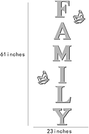 Family Wall Decor Acrylic Mirror Wall Stickers Silver 61x23