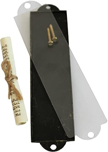 Holy Land Market Shema Metal Blessing Mezuzah - Bronze Door Mount