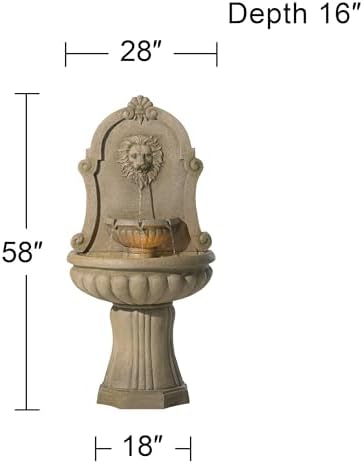 Royal Savanna Lion 58 High Faux Stone Floor Fountain with Light