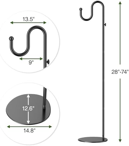 74 Inch Shepherds Hook Stand with Heavy Duty Base