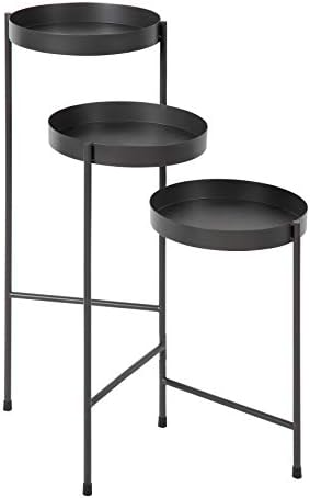 Kate and Laurel Finn Tri-Level Plant Stand Charcoal Gray
