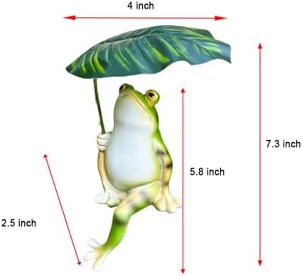 OwMell Green Frog Outdoor Statue with Umbrella