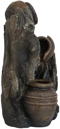 Decorative 3 Tier Water Fountain with Pot Design Rustic Brown