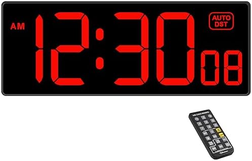 Soobest Digital Wall Clock with Seconds Red LED Display 102 Inch