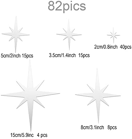 Zonon 82-Piece 3D Mirror Wall Sticker Decor Silver