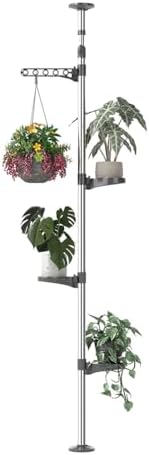 Hershii 5-Layer Indoor Plant Stand Adjustable Telescopic Shelf - Grey
