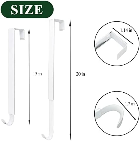 ZMCINER Adjustable Wreath Hanger for Front Door White Metal 20lbs Capacity