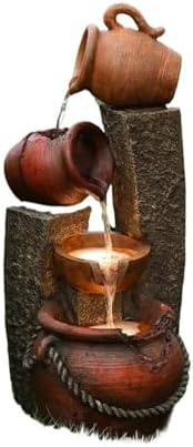 5 Tiered Pitchers Fountain Decor for Outdoor Use