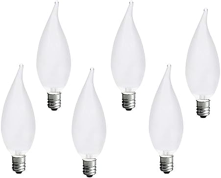 Frosted Flame Tip Chandelier Light Bulb 40W E12 6 Pack