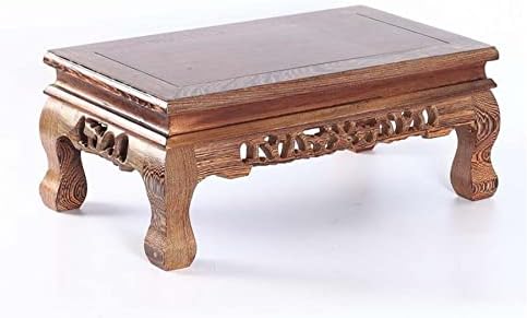 Rectangular Grey Rosewood Stand Oriental Style 13x8x4 Inch