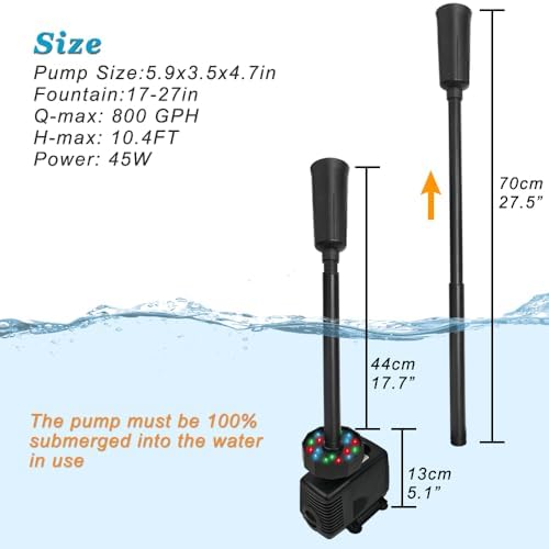 DOMICA 45W LED Pond Pump with Fountain Kit