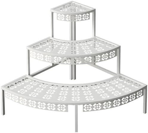 3 Tier Plant Stand with Corner Design and Metal Frame