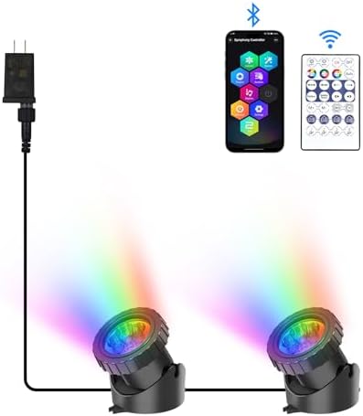 CREPOW RGB Underwater Pond Lights Set of 2 IP68 Waterproof Submersible Fountain Lights