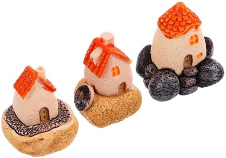 3pcs Miniature Resin House Decor for Terrarium and Garden