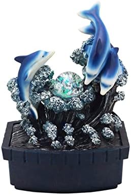 HomeRoots 11 Inch Blue Polyresin Dolphins Fountain