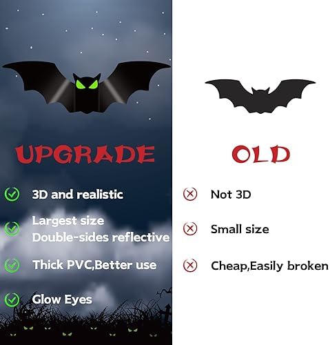 Halloween Decorations 56 Pcs 3D Bats with Glow Eyes