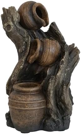 Decorative 3 Tier Water Fountain with Pot Design Rustic Brown
