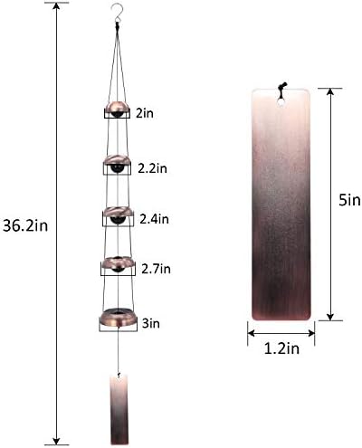 ASTARIN Copper Wind Chimes with 5 Bells for Outdoor