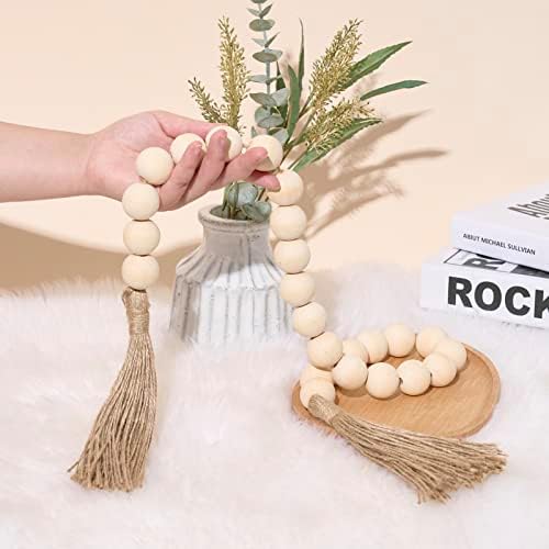 OMISHE 40 Inch Wood Bead Garland with Tassels