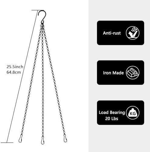 6 Pack 255 Inch Hanging Basket Chain with Hooks
