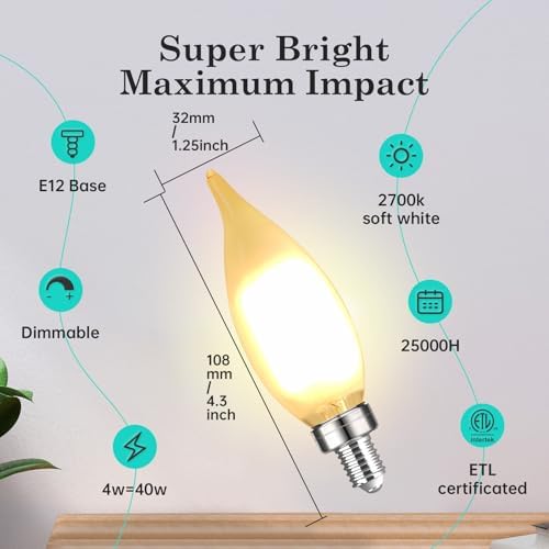 AMDTU E12 40W Equivalent Frosted LED Bulb Dimmable Candelabra Light