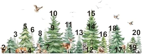 Decalmile Large Watercolor Pine Tree Animals Wall Stickers