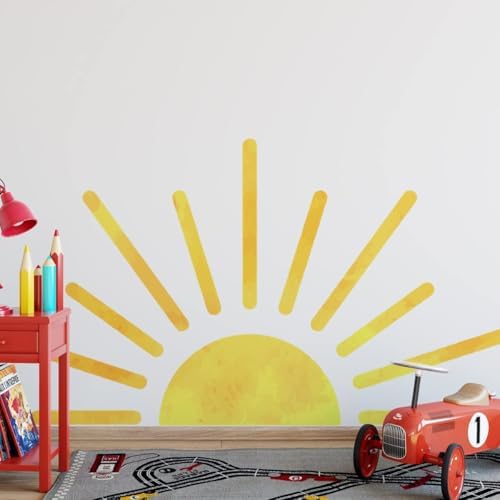 37x37 Inch Boho Half Sun Wall Decal