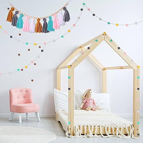 Syhood 3 Pcs Boho Tassel Garland Decor with Pom Poms