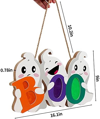 FINGOOO Halloween Door Decor Hanging Sign with Light