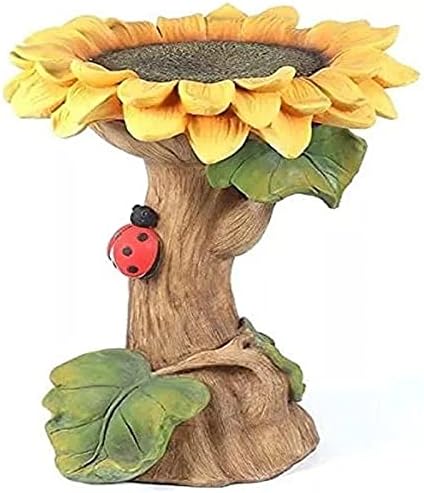 Lovskoo Sunflower Bird Bath Resin Fountain with Pedestal