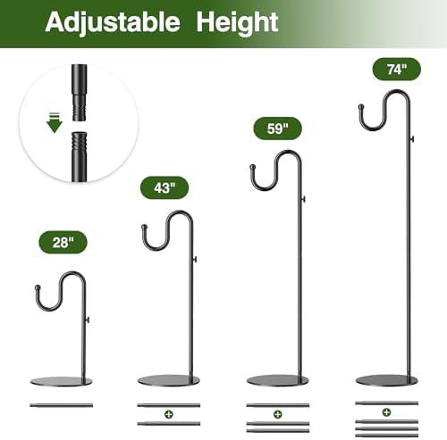 74 Inch Shepherds Hook Stand with Heavy Duty Base