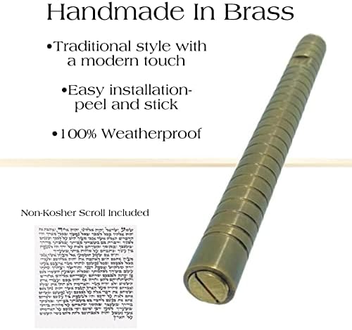 AS Brass Mezuzah Case With Scroll 6 Inches