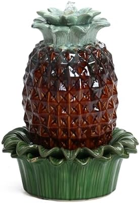 LuxenHome Tabletop Water Fountain 17 Inch Pineapple
