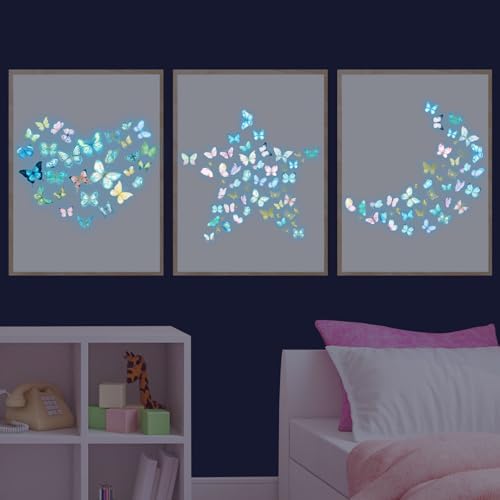Glow in the Dark Butterfly Wall Decals Set