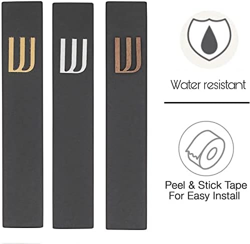 AS Mezuzah Modern Concrete Case with Scroll Black Gold Shin 11 Inches