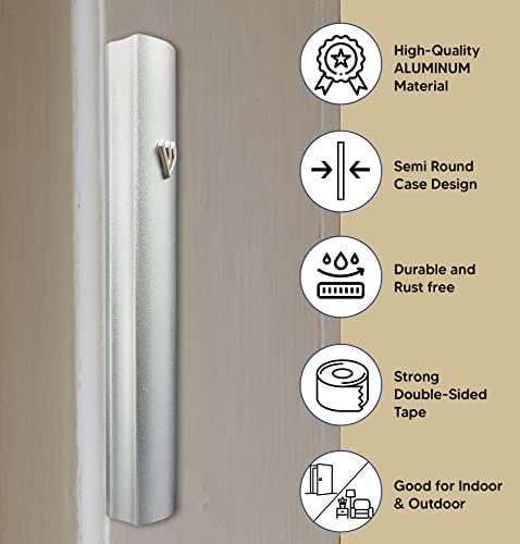 Talisman4u Silver Aluminum Mezuzah with Scroll 3D Metal Design