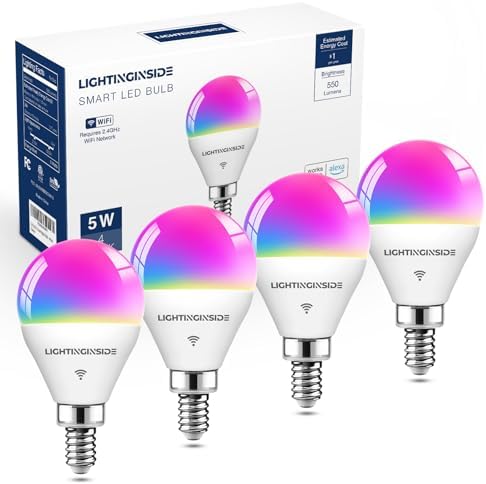 E12 Smart Light Bulbs 50W Equiv with Voice Control