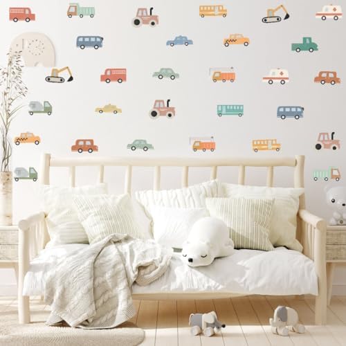 Watercolor Construction Vehicle Wall Decals for Boys