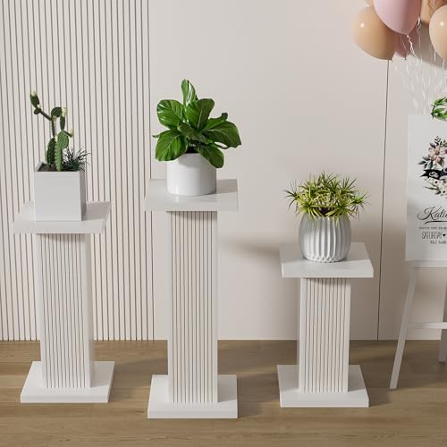 3-Pack White Wooden Plant Stands for Indoor Outdoor Use