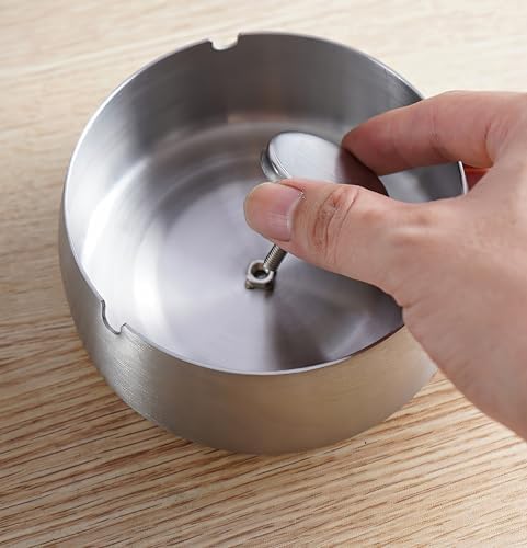 Stylish Stainless Steel Smell Proof Ashtray with Lid