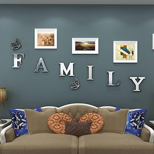 Family Wall Decor Acrylic Mirror Wall Stickers Silver 61x23