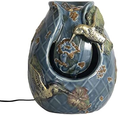 Foreside Home and Garden D9305 Blue Verdigris Hummingbird Fountain