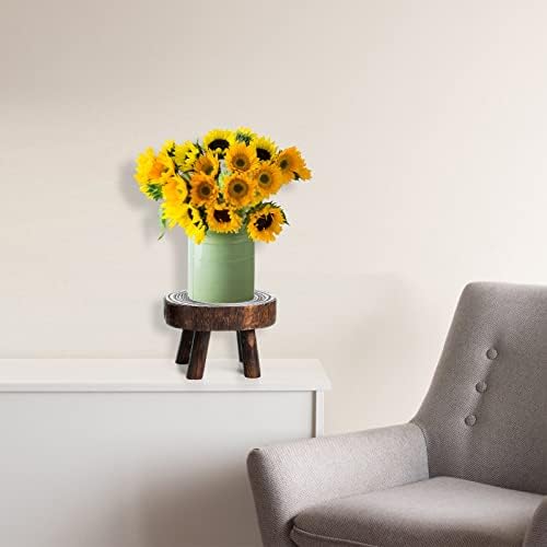 TOPZEA Set of 2 Mini Wooden Plant Stool Display Stand